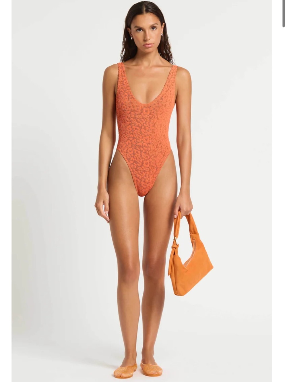 Bond Eye Mara  crinkle cut O/S new amber leopard tank one piece bathing suit new - Picture 6 of 6